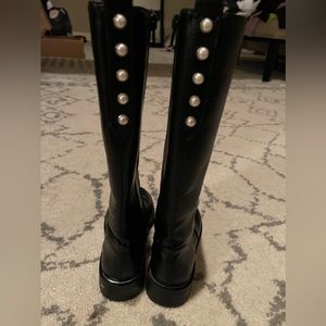 Zara Girls Knee High Boots with Pearl Detail size 32 Size 1